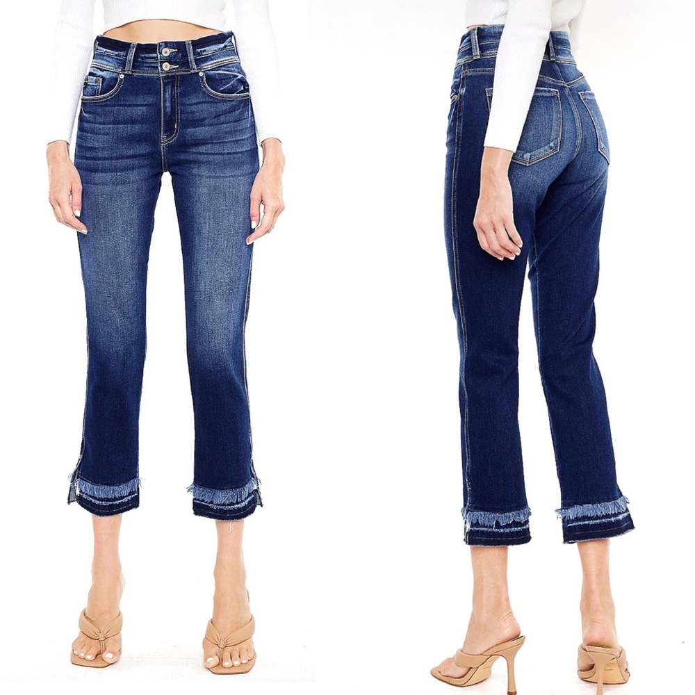 KanCan Fringe Frayed Straight Ankle High Rise Ripped Jeans 25 0 - Picture 8 of 12
